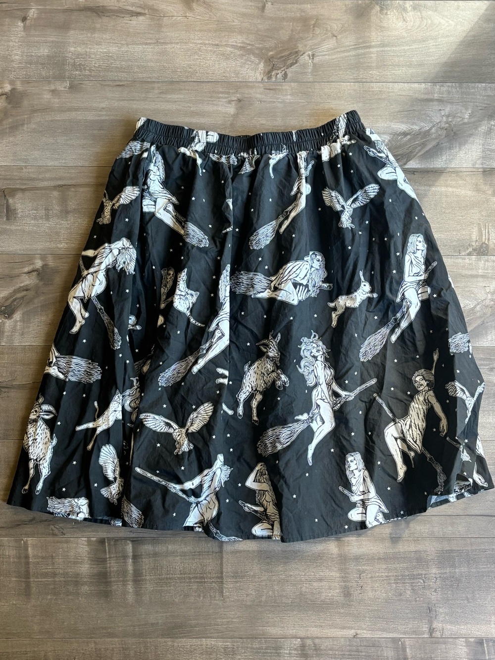 The Laughing Cats Witches and Familiar spirits Print A-Line Skirt Halloween Goth